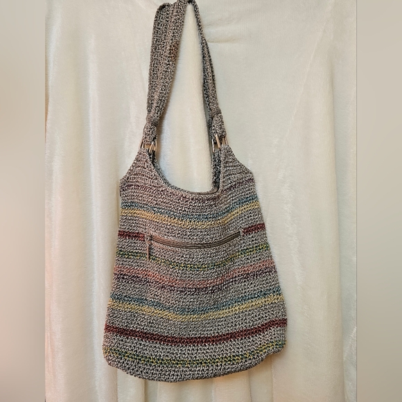 The Sak Woven Hobo Tote Multicolor Large Handbag Purse Women's Beach Gypsy Boho - Picture 8 of 14